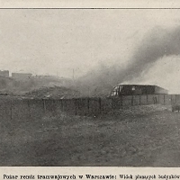 Pożar drewnianego budynku dawnej remizy tramwajów konnych