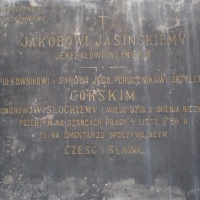 Tablica upamiętniająca poległego podczas rzezi Pragi Jakuba Jasińskiego