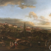 Pałac Gozdzkich na obrazie Canaletto (jeden z dwóch, po prawej)