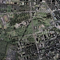 Mapa z lat 50-tych nałożona na współczesne zdjęcie satelitarne