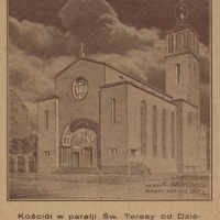 Karta pocztowa z projektem kościoła